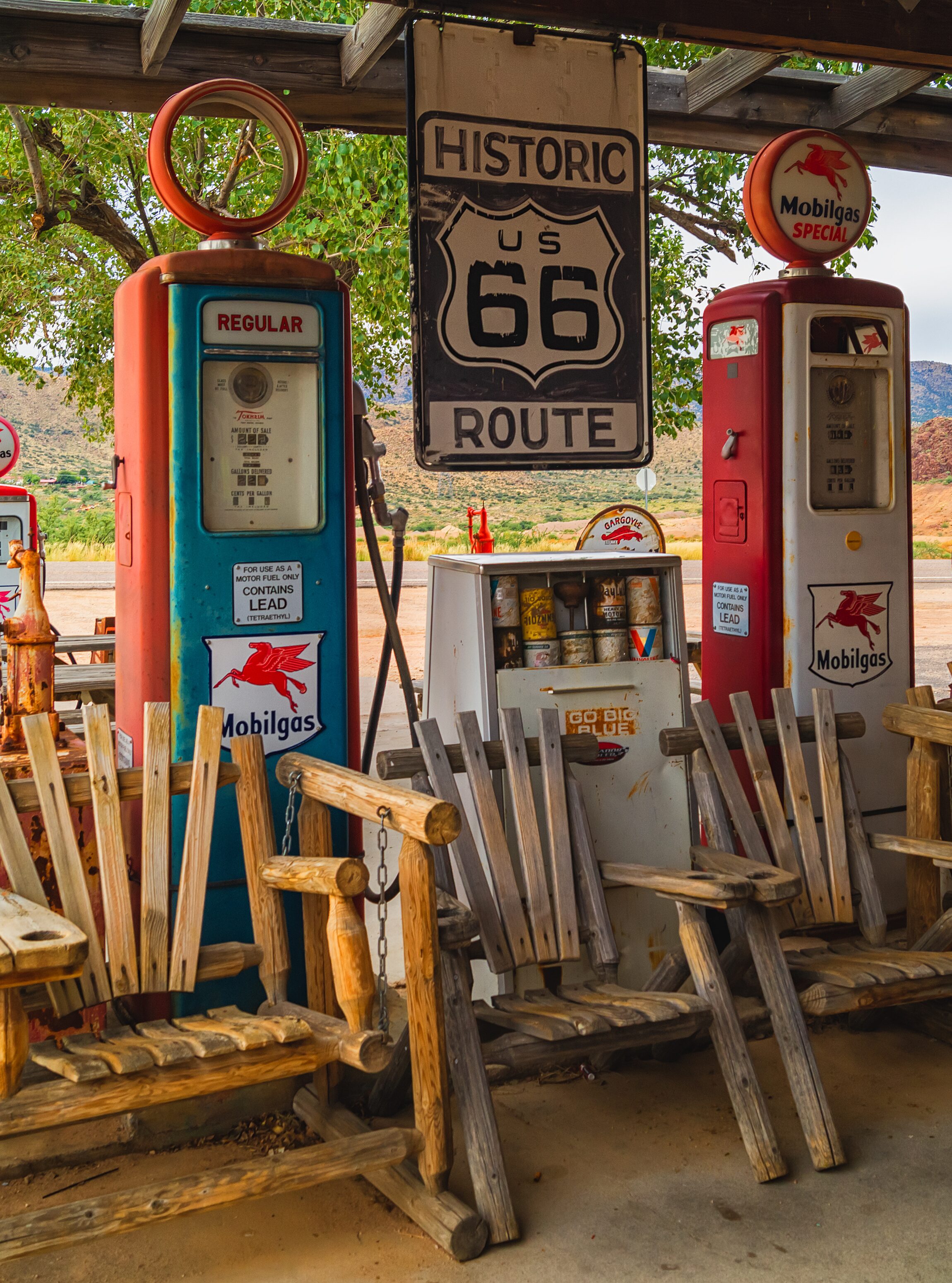 Wold gaspumps on Route 66 Arizona